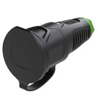 Priza monofazica PCE, industrial/schuko cu capac, negru/verde, IP44/54, mobila, 2P+E, 16A , 2521-shu