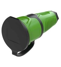 Priza monofazica PCE, industrial/schuko cu capac, verde/negru, IP44/54, mobila, 2P+E, 16A , 2521-us