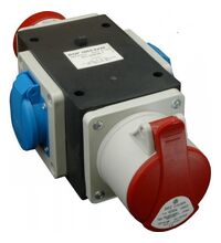 Priza/stecher combinat trifazic/schuko SEZ, IP44/54, aplicata, 3P+N+E / 2P+E, 16/16A , ROP 1653-2xVZ/S