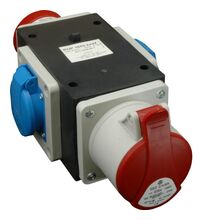 Priza/stecher combinat trifazic/schuko SEZ, IP44/54, aplicata, 3P+N+E / 2P+E, 16/16A , ROP 1653-VZ/S