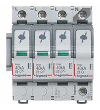 Descarcator la supratensiune Legrand, 3+1, debrosabil fara semnalizare, 3P+N, tip C, 320V, 412247