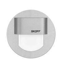 Spot LED, rotund, argintiu, 0.4W, 10VDC, incastrat trepte/perete, 3000K, IP66, MH, Skoff