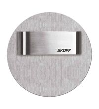 Spot LED, rotund, argintiu, 0.8W, 10VDC, incastrat trepte/perete, 3000K, IP20, MI, Skoff