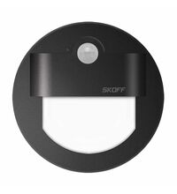 Spot LED cu senzor de miscare, rotund, negru, 1W, 10VDC, incastrat trepte/perete, 3000K, IP20, MJ, Skoff