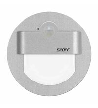 Spot LED cu senzor de miscare, rotund, argintiu, 1W, 10VDC, incastrat trepte/perete, 6000K, IP20, MJ, Skoff