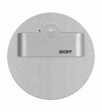 Spot LED cu senzor de miscare, rotund, argintiu, 1.0W, 10VDC, incastrat trepte/perete, 3000K, IP20, MK, Skoff