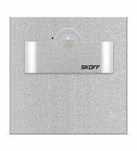 Spot LED cu senzor de miscare, patrat, argintiu, 1.0W, 10VDC, incastrat trepte/perete, 3000K, IP20, MK, Skoff