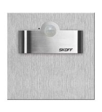 Spot LED cu senzor de miscare, patrat, argintiu, 1.0W, 10VDC, incastrat trepte/perete, 3000K, IP20, MK, Skoff
