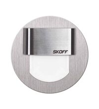 Spot LED, rotund, argintiu, 0.4W, 10VDC, incastrat trepte/perete, 6000K, IP20, ML, Skoff