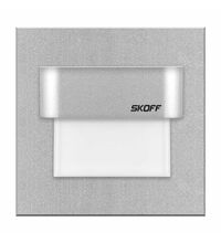 Spot LED, patrat, argintiu, 0.8W, 10VDC, incastrat trepte/perete, 6000K, IP20, ML, Skoff
