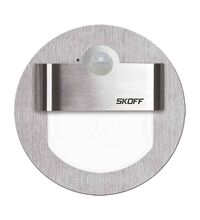 Spot LED cu senzor de miscare, rotund, argintiu, 2.4W, 230VAC, incastrat trepte/perete, 3000K, IP20, MM, Skoff