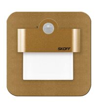 Spot LED cu senzor de miscare, patrat, alama, 2.4W, 230VAC, incastrat trepte/perete, 3000K, IP20, MM, Skoff