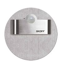 Spot LED cu senzor de miscare, rotund, argintiu, 2.4W, 230VAC, incastrat trepte/perete, 4000K, IP20, MN, Skoff