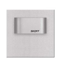 Spot LED, patrat, argintiu, 0.4W, 10VDC, incastrat trepte/perete, 3000K, IP66, MS, Skoff