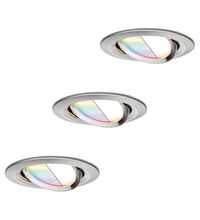 Set 3 spoturi LED RGB Coin, dimabile, incastrate, mobile, rotunde, crom satinat, 2.5W, 2700K, IP23, Nova Plus LED, Paulmann, 929.65