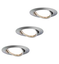 Set 3 spoturi LED Coin, dimabile, incastrate, mobile, rotunde, crom satinat, 5W, 3000K, IP23, Base LED, Paulmann