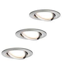Set 3 spoturi LED GU10, dimabile, incastrate, mobile, rotunde, crom satinat, 6.5W, 2700K, IP23, Nova LED, Paulmann