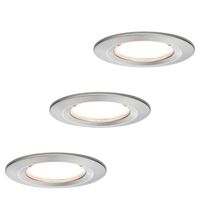 Set 3 spoturi LED Coin, dimabile, incastrate, fixe, rotunde, crom satinat, 6.5W, 2700K, IP44, Nova LED, Paulmann