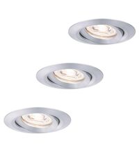 Set 3 spoturi LED Coin, incastrate, mobile, rotunde, argintiu, 4W, 2700K, IP23, Nova mini LED, Paulmann, 942.97