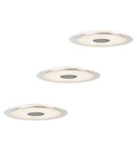 Set 3 spoturi LED, incastrate, fixe, rotunde, aluminiu/alb/crom satinat, 6W, 3000K, IP23, Paulmann