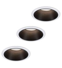 Set 3 spoturi LED, dimabile, incastrate, fixe, rotunde, alb/negru mat, 6.5W, 2700K, IP44, Cole, Paulmann