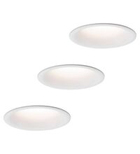 Set 3 spoturi LED, dimabile, incastrate, fixe, rotunde, alb mat, 6.8W, 2700K, IP44, Cymbal, Paulmann