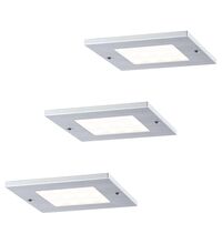 Set 3 spoturi LED, pentru mobilier suspendat, patrate, aluminiu periat, aplicat, 3x4.7W, IP44, Paulmann
