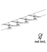 Set corpuri de iluminat pe cabluri 4XGU5.3, tip spot, montaj pe cabluri, crom, IP20, Paulmann, 941.46
