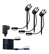 Set 3 spoturi LED, pentru gradina, gri antracit, 3x3.5W, IP65, Paulmann, 942.42