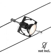 Corp de iluminat pe cabluri GU5.3, tip spot, montaj pe cabluri, 10W, negru mat/crom, IP20, Paulmann, 944.35