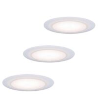 Set 3 spoturi LED, dimabile, incastrate, fixe, rotunde, alb/crom satinat, 6.5W, 2700K, IP44, Premium, Paulmann