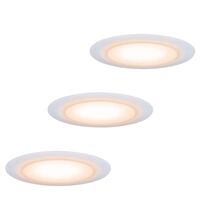 Set 3 spoturi LED, incastrate, fixe, rotunde, alb/crom satinat, 6.5W, 2700K, IP44, Paulmann