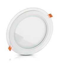 Spot LED, cu sticla, tip panel, rotund, alb, 12W, incastrat, 3000K, IP20, V-TAC