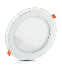 Spot LED, cu sticla, tip panel, rotund, alb, 18W, incastrat, 6400K, IP20, V-TAC