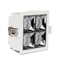 Spot LED, tip reflector 12 grade, fix, patrat, alb/crom, 4x4W, incastrat, 2700K, IP20, V-TAC