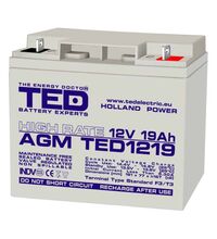 Acumulator 12V, AGM, VRLA, High Rate, F3, 19A, TED1219
