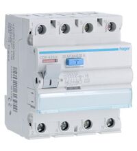 Siguranta automata (disjunctor) cu protectie diferentiala trifazica Hager, 25A, 30mA, RCCB, tip A, 4.5kA, CDH, CDH425H