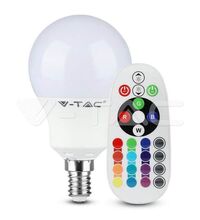 Bec LED RGB V-TAC, E14, sferic, dimabil, 3.5W, RGB/6400K