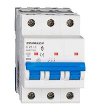 Siguranta automata (disjunctor) tripolara Schrack, 3P, 25A, curba C, 6kA, Amparo, AM617325