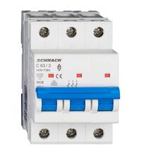 Siguranta automata (disjunctor) tripolara Schrack, 3P, 63A, curba C, 6kA, Amparo, AM617363