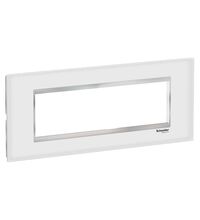 Rama decorativa aparataj modular Schneider, rectangulara, 7M, alb-crom, Easy Styl, LMR7967038