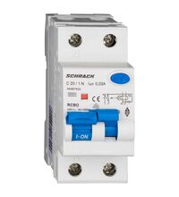 Siguranta automata (disjunctor) cu protectie diferentiala monofazica Schrack, 20A, 30mA, curba C, RCBO, tip A, 6kA, AK667620