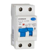 Siguranta automata (disjunctor) cu protectie diferentiala monofazica Schrack, 10A, 30mA, curba B, RCBO, tip A, 6kA, AK668610