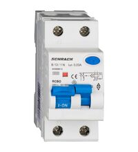 Siguranta automata (disjunctor) cu protectie diferentiala monofazica Schrack, 13A, 30mA, curba B, RCBO, tip A, 6kA, AK668613