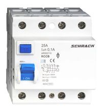 Siguranta automata (disjunctor) cu protectie diferentiala trifazica Schrack, 25A, 100mA, RCCB, tip AC, 10kA, Amparo, AR002110