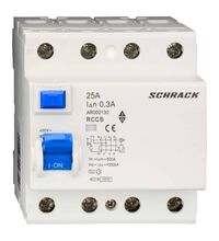 Siguranta automata (disjunctor) cu protectie diferentiala trifazica Schrack, 25A, 300mA, RCCB, tip AC, 10kA, Amparo, AR002130