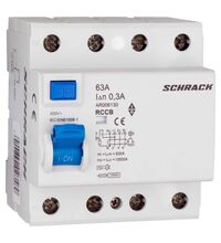 Siguranta automata (disjunctor) cu protectie diferentiala trifazica Schrack, 63A, 300mA, RCCB, tip AC, 10kA, Amparo, AR006130