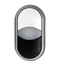 Buton comanda Schrack, dublu, luminos 1/0, alb/negru, MM216706