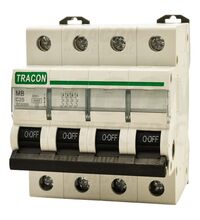 Disjunctor tetrapolar Tracon, 4P, 10A, curba C, 4.5kA, MB-4C-10