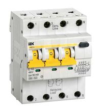 Siguranta automata (disjunctor) cu protectie diferentiala trifazica iEK, 10A, 30mA, RCCBs, tip AC, 6kA
